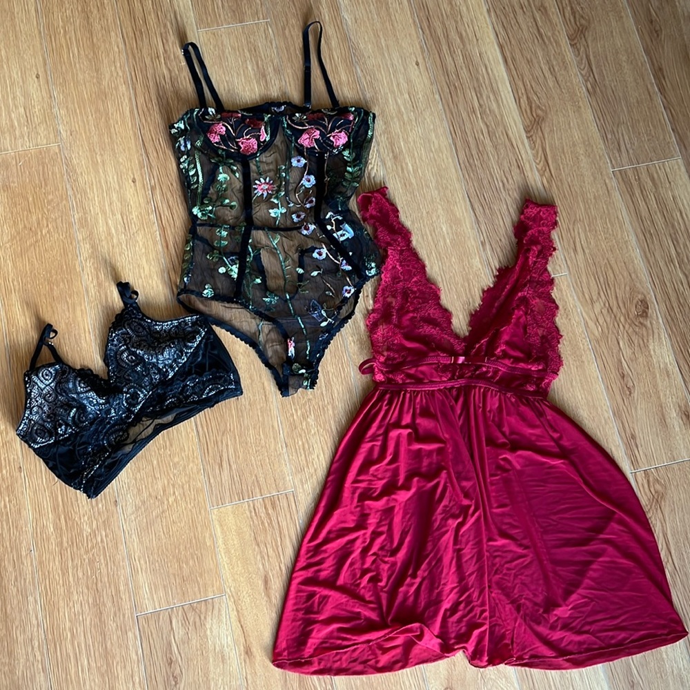 Lot of Three Lace Lingerie Sets